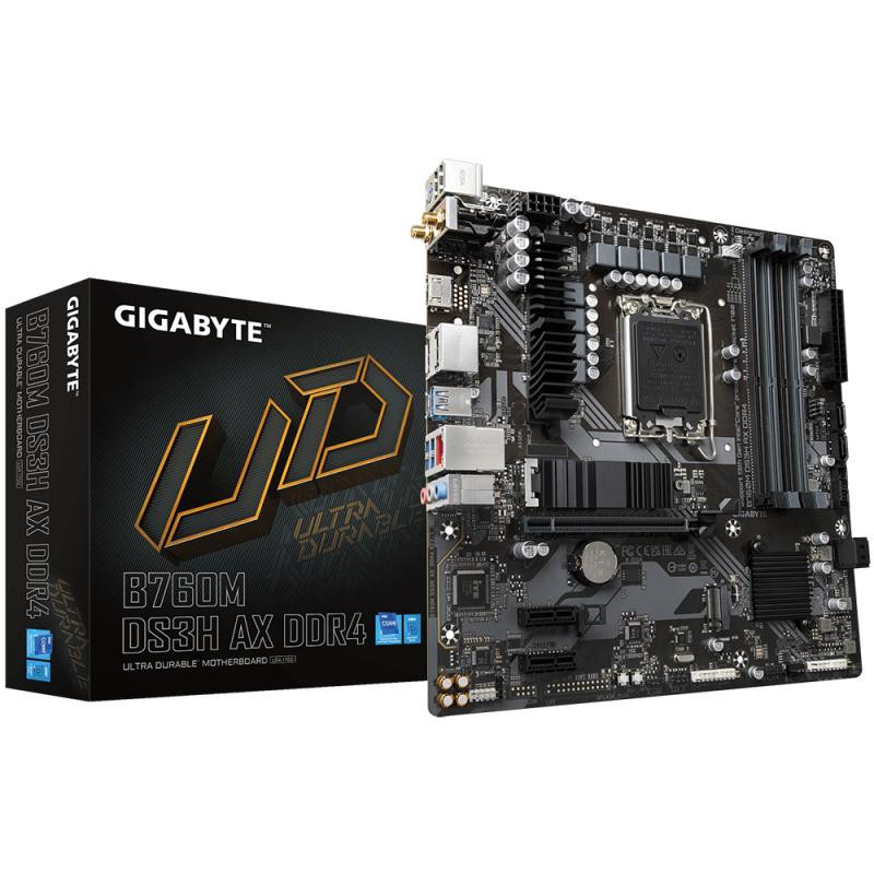 Cartes mères - GIGABYTE - B760M DS3H AX DDR4 Carte Mère - Prend en charge les processeurs Intel Core de 14e génération, VRM numé
