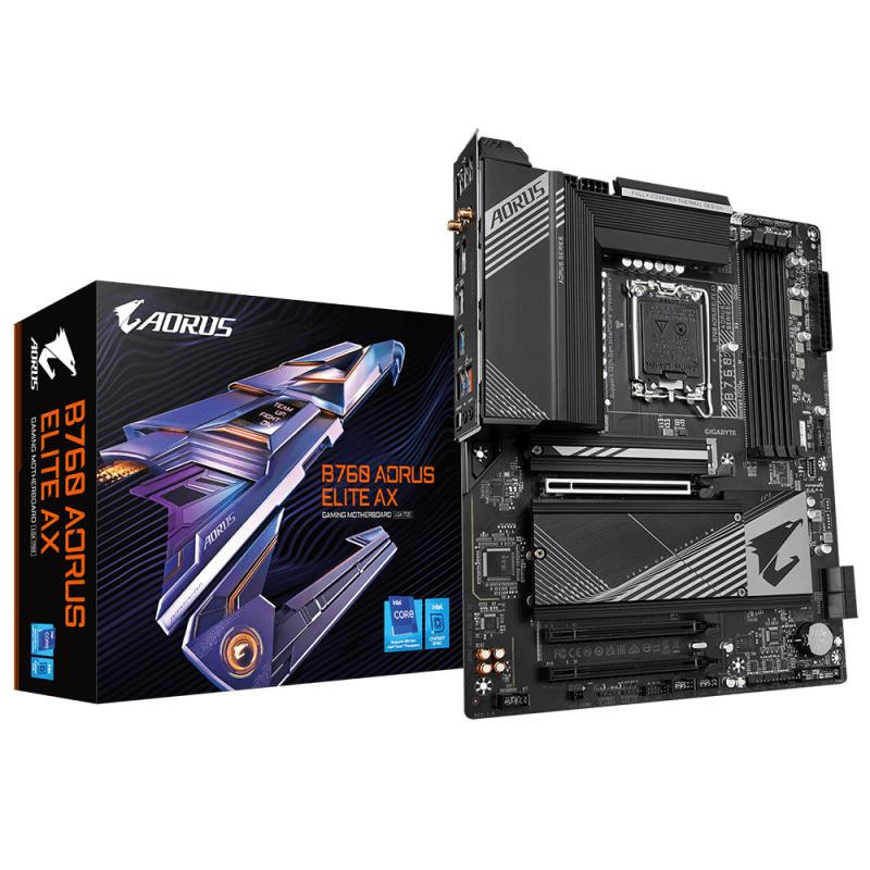 Cartes mères - GIGABYTE - B760 AORUS ELITE AX Carte Mère - Prend en charge les processeurs Intel Core de 14e génération, VRM 12+