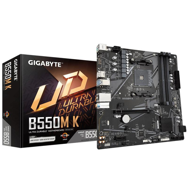 Cartes mères - GIGABYTE - B550M K Carte mère - Processeurs AMD Ryzen 5000, jusqu'à 4733 MHz DDR4, 1xPCIe 4.0 + 1xPCIe 3.0 M.2, L