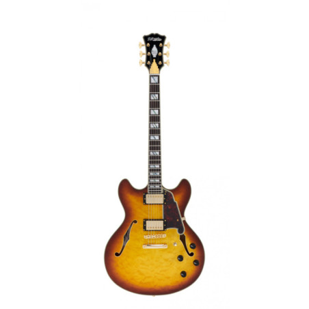D'ANGELICO Excel DC XT Iced Tea Burst Quilt - Instruments de musique de qualité sur Soul Rebel E-Shop