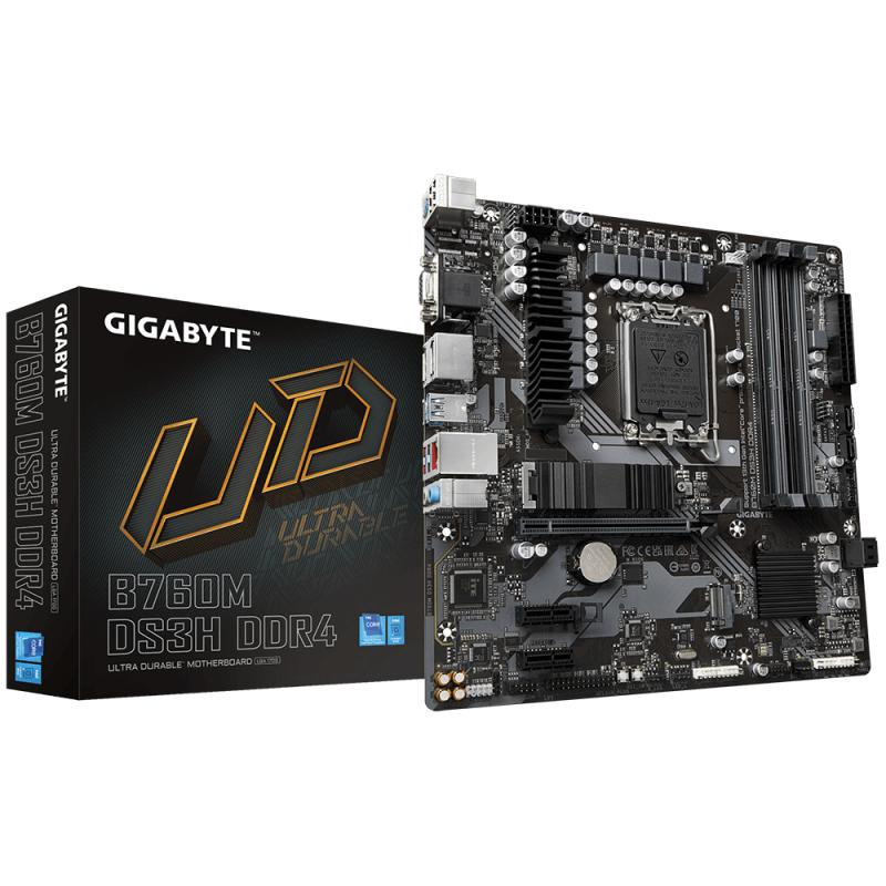 Cartes mères - GIGABYTE - B760M DS3H DDR4 Carte Mère - Prend en charge les processeurs Intel Core de 14e génération, VRM numériq