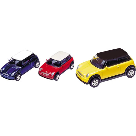 Display de 12 Mini Cooper ( 2001 ) en métal, 1/60, L de 7 cm - jouet à l'ancienne