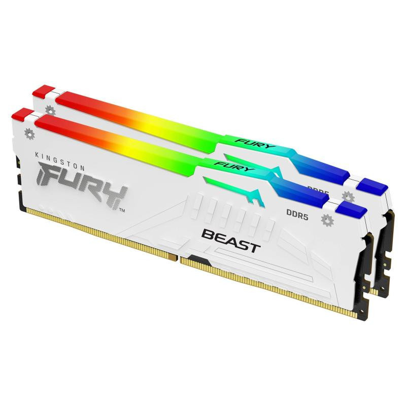 Modules de mémoire - Kingston Technology - 32 Go 5600 MT/s DDR5 CL40 DIMM (Kits de 2) FURY Beast White RGB XMP