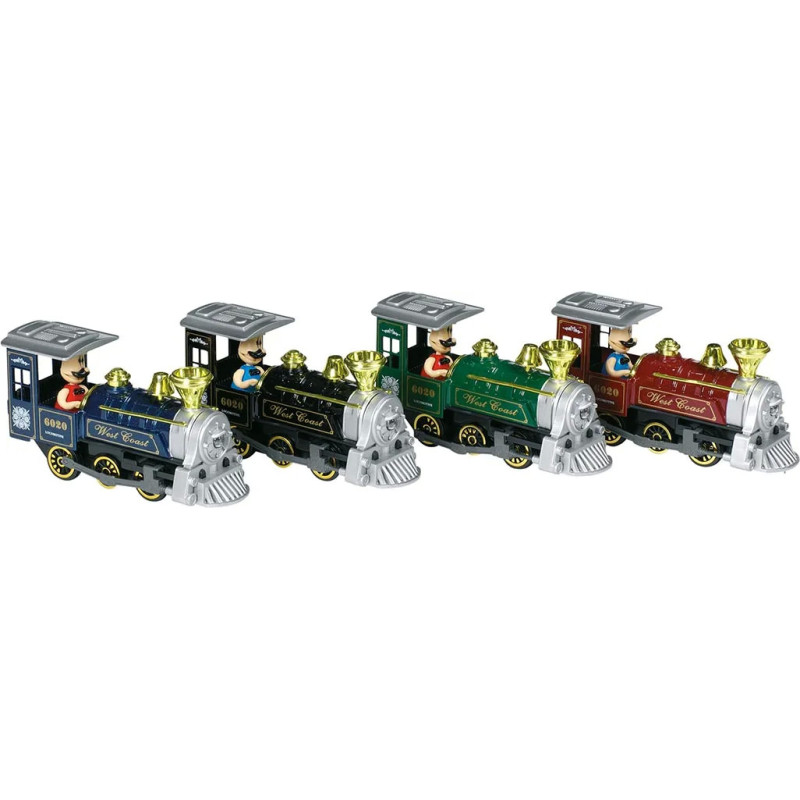 Display de 12 Locomotive classique, son et lumière, L de 15 cm - jouet à l'ancienne