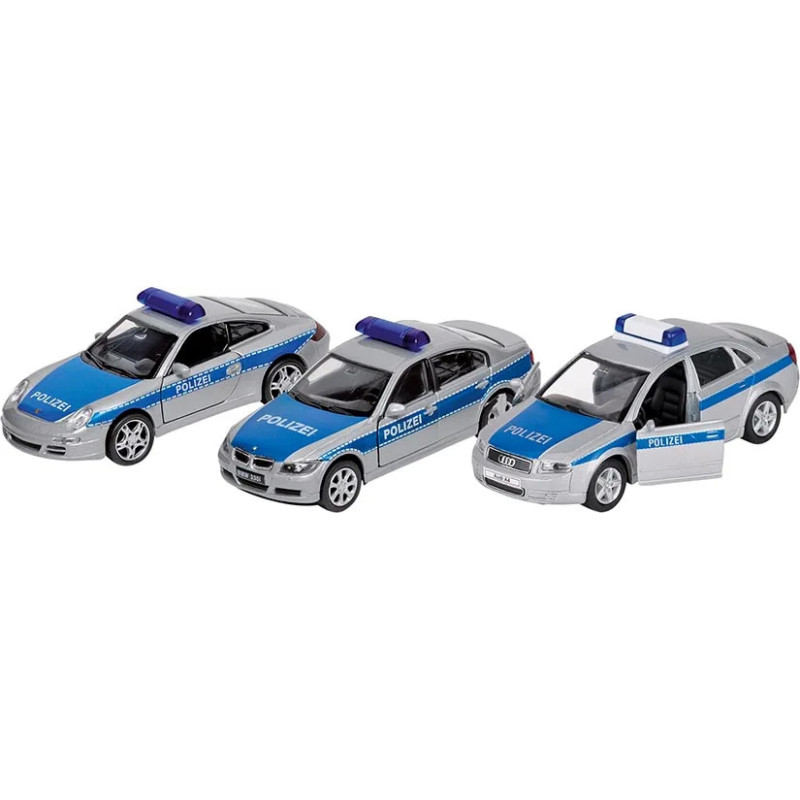 Display de 12 Police, en métal, 1/34-39, L de 11 - 12 cm - jouet à l'ancienne