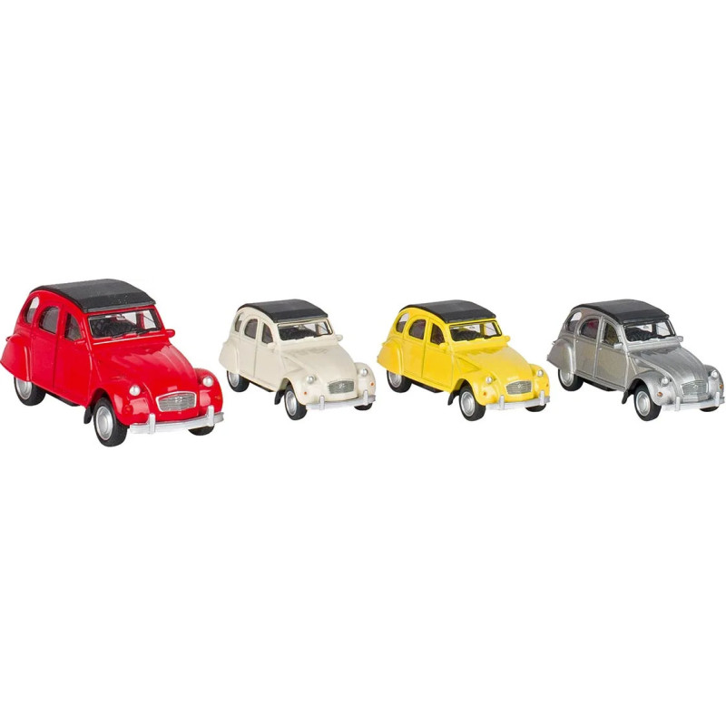 Set de 12 Citroën 2CV, en métal, 1/60, L de 7,6 cm - jouet à l'ancienne