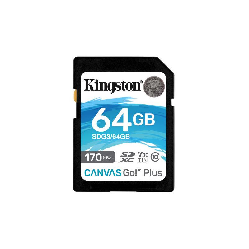 Cartes mémoire - Kingston Technology - Carte SDXC Canvas Go Plus 170R C10 UHS-I U3 V30 de 64 Go