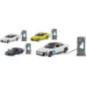 Set de 4 BMW i4 M50, Audi RS e-tron GT, sirène, lumières, métal, L  de 13,5 cm - jouet à l'ancienne