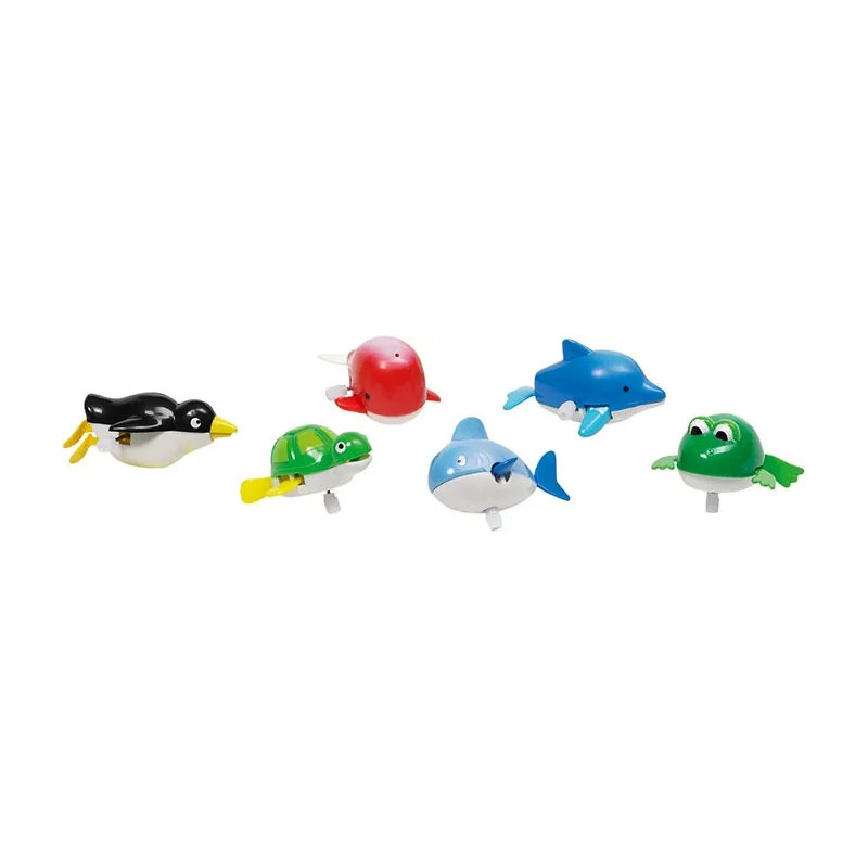 Set de 12 Animaux aquatiques, moteur à remonter - jouet à l'ancienne