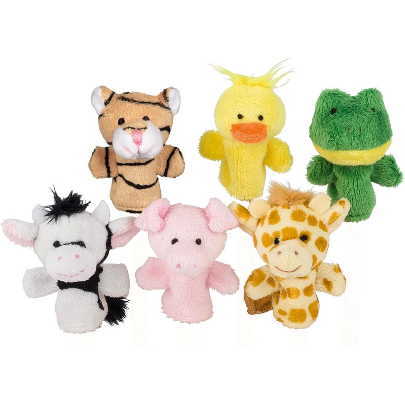 Set de 6 Marionnettes à doigts, animaux du monde - jouet à l'ancienne
