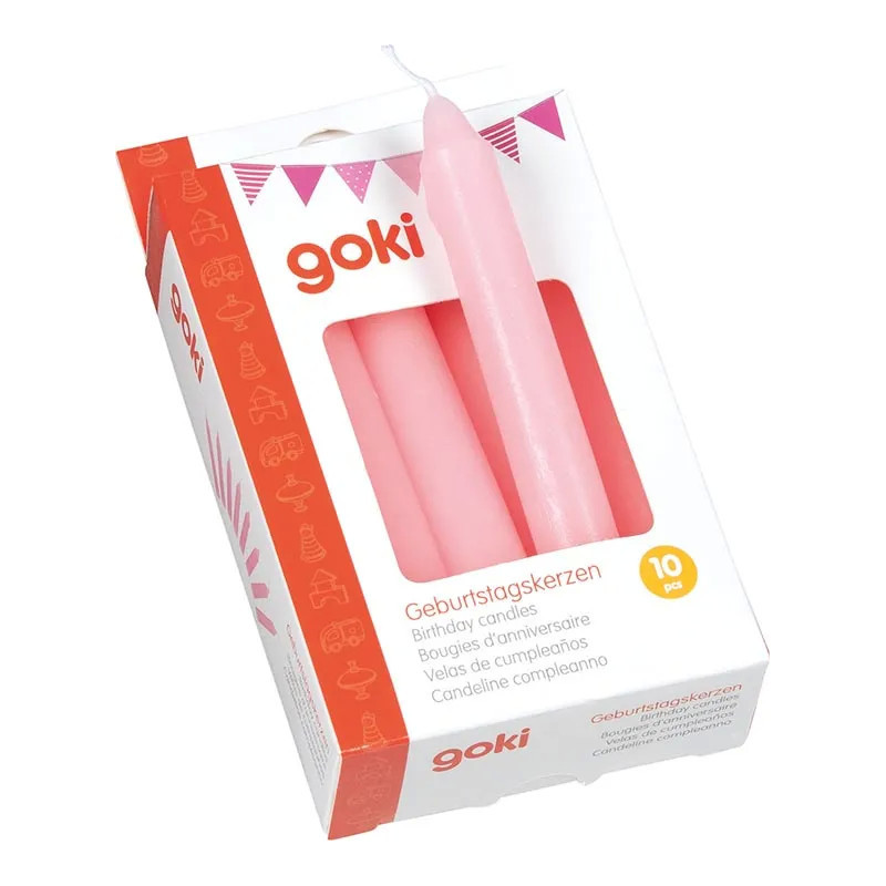 Set de 10 bougies d'anniversaire roses