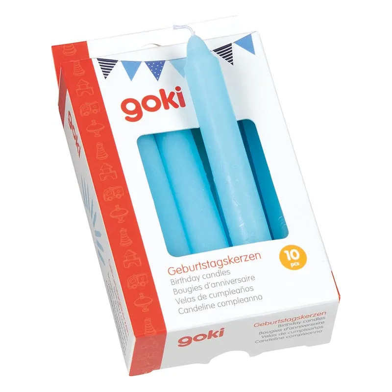 Set de 10 bougies d'anniversaire bleues