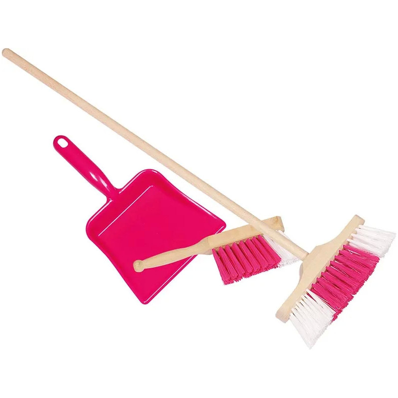 Set of 1 children's dustpan, brush and broom - old-fashioned toy