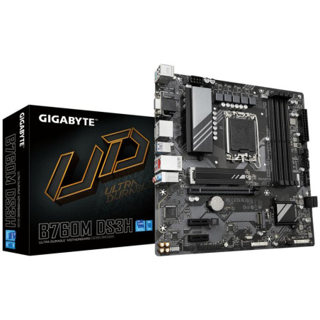 Cartes mères - GIGABYTE - B760M DS3H Carte Mère - Compatible avec les processeurs Intel Core 14e génération, VRM numérique 6+2+1