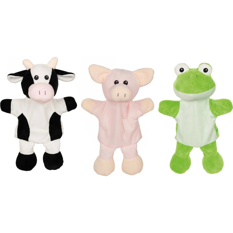 Set de 6 Marionnettes vache, cochon et grenouille (avec pattes) - jouet à l'ancienne