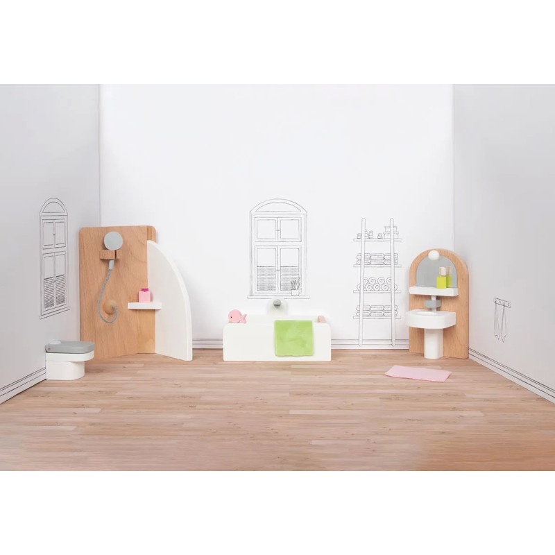 Set de 1 Meubles de poupées Style, salle de bains - jouet à l'ancienne