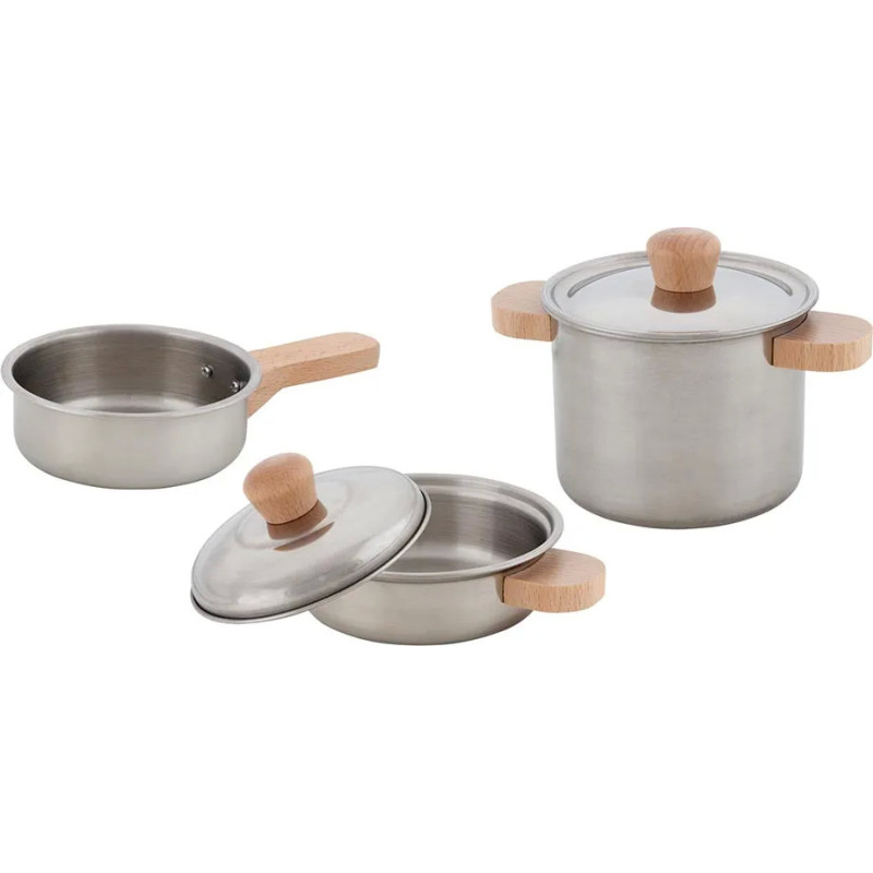 Set de 1 Set de cuisine, 2 casseroles et 1 poêle - jouet à l'ancienne