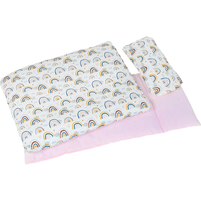 Set de 1 Linge de lit pour poupée, arc-en-ciel - jouet à l'ancienne