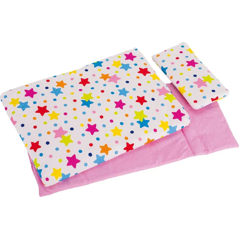 Set de 1 Linge de lit pour poupée, étoiles - jouet à l'ancienne