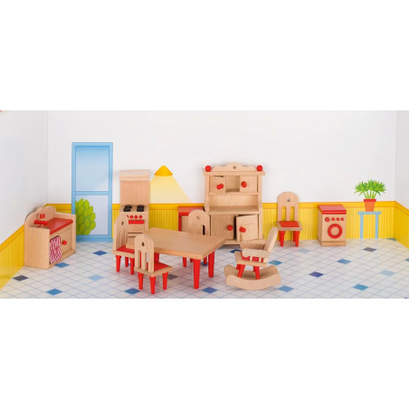 Set de 1 Meubles de poupées, cuisine - jouet à l'ancienne