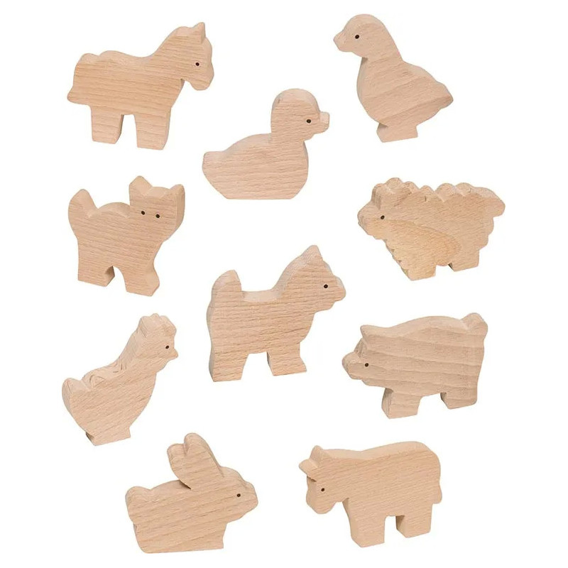 Set de 10 Animaux de la ferme - jouet à l'ancienne