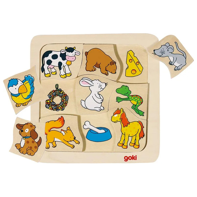 pièce 1 Puzzle, qui mange quoi? - jouet à l'ancienne
