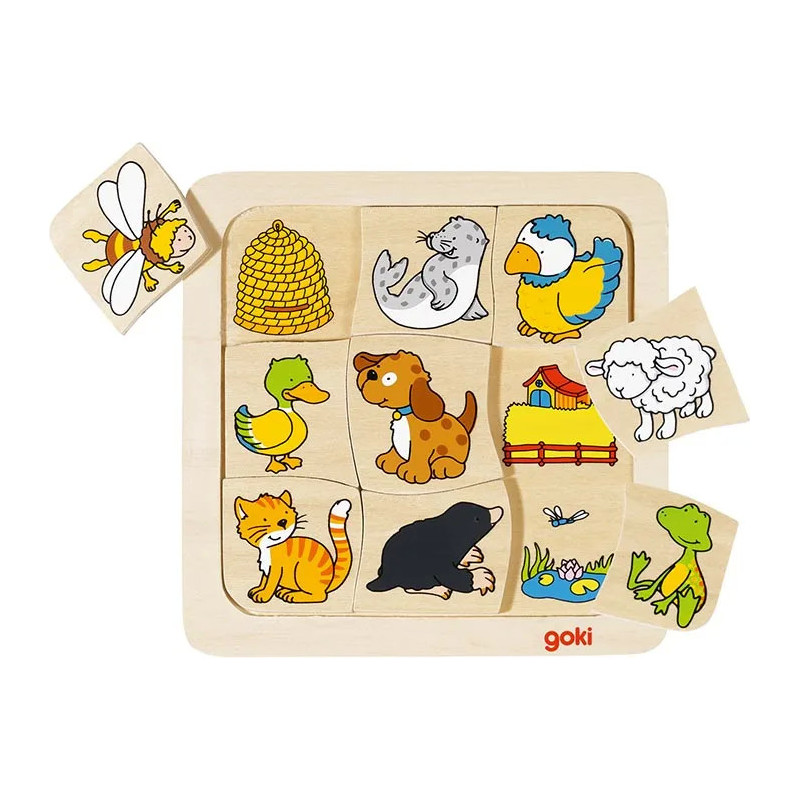 pièce 1 Puzzle, Qui vit où? - jouet à l'ancienne