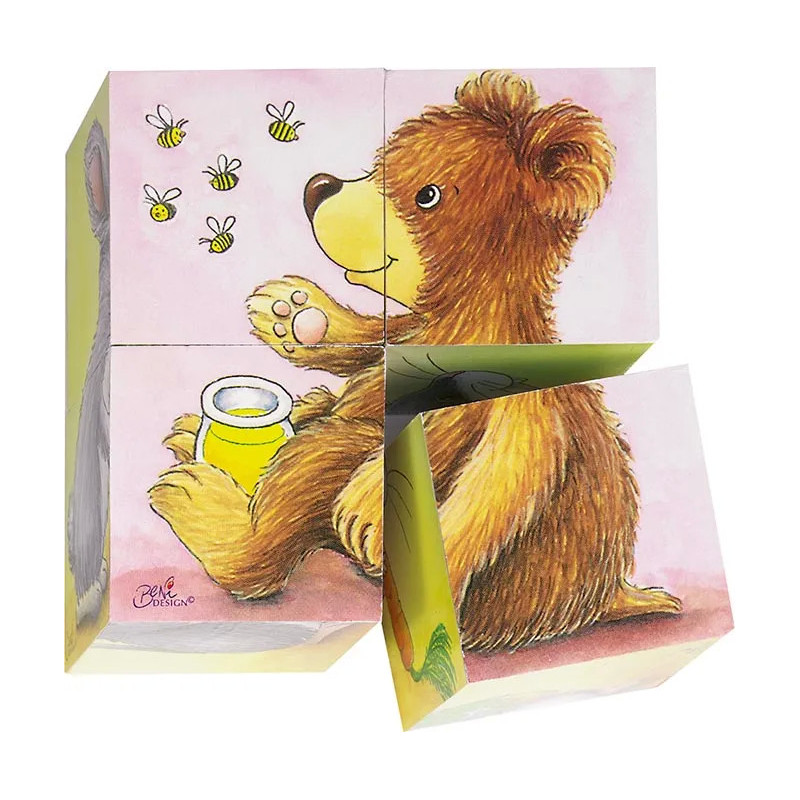 pièce 1 Puzzle de cubes, bébés animaux - jouet à l'ancienne