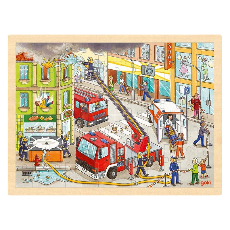 pièce 1 Puzzle, intervention des pompiers - jouet à l'ancienne