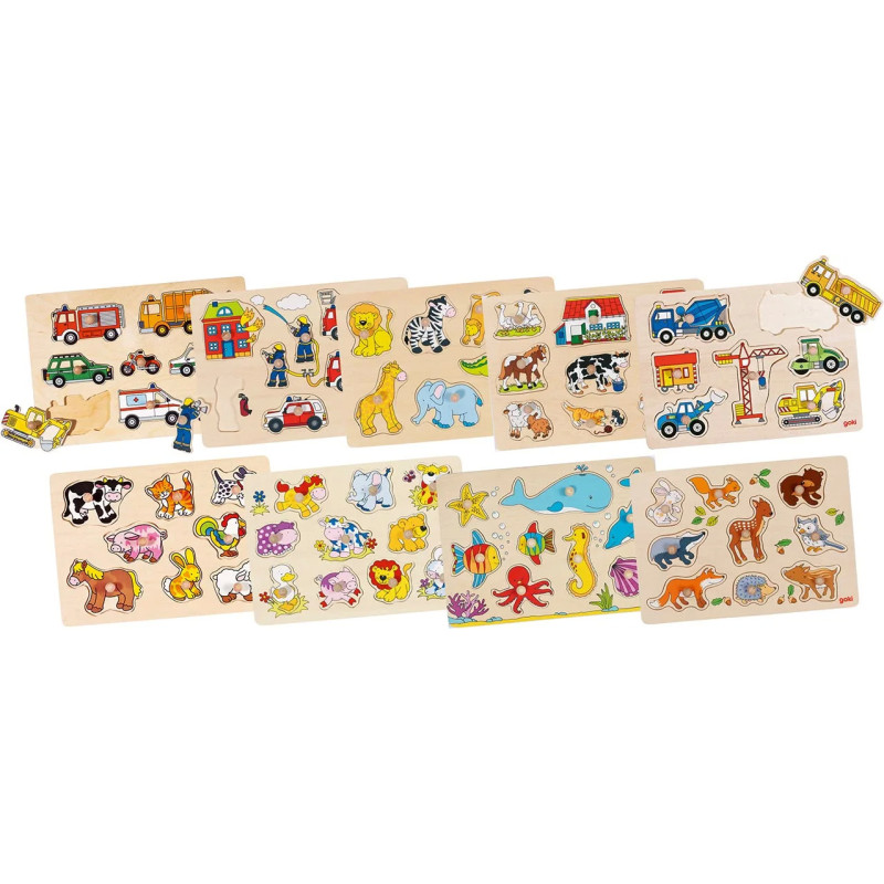 Display de 9 Assortiment de puzzles à encastrements - jouet à l'ancienne