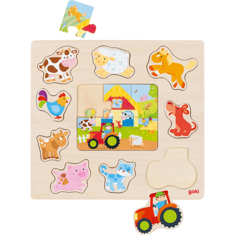 pièce 1 Puzzle Animaux de la ferme - jouet à l'ancienne