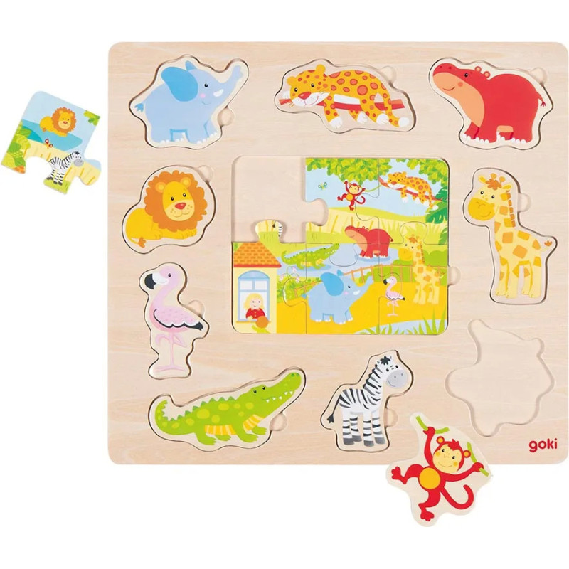 pièce 1 Puzzle Animaux du zoo - jouet à l'ancienne