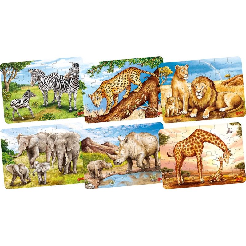 Display de 36 Mini-puzzles, animaux d'Afrique - jouet à l'ancienne