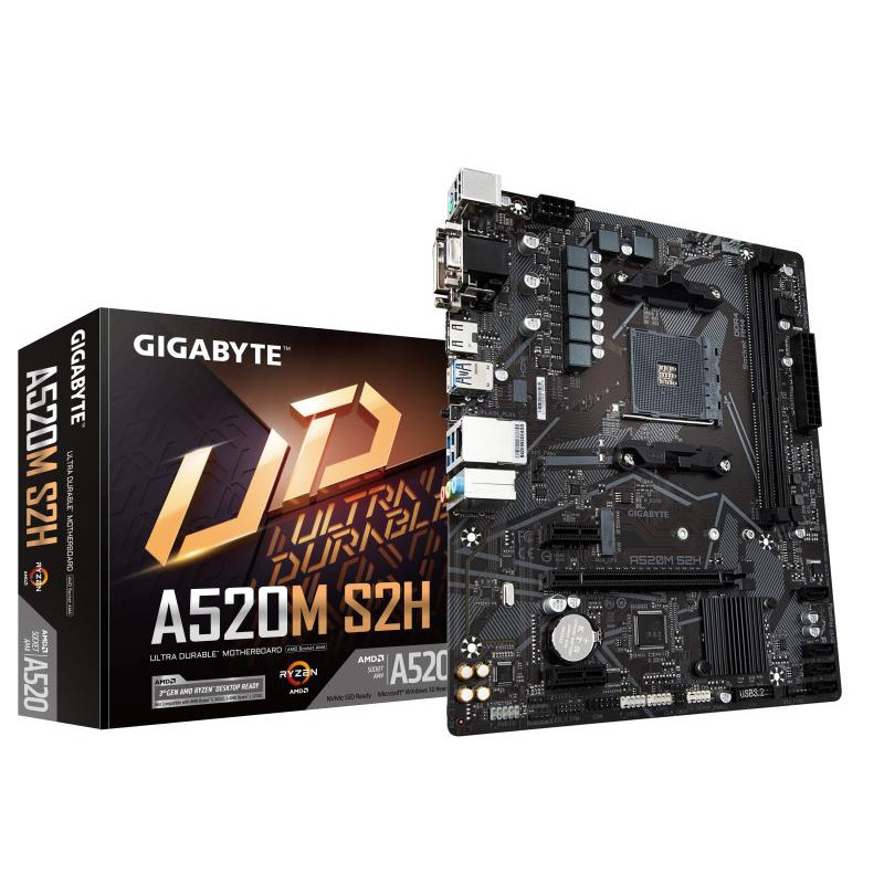Cartes mères - GIGABYTE - Carte mère A520M S2H - Prend en charge les processeurs AMD Ryzen série 5000 AM4, VRM numérique pur 4+3