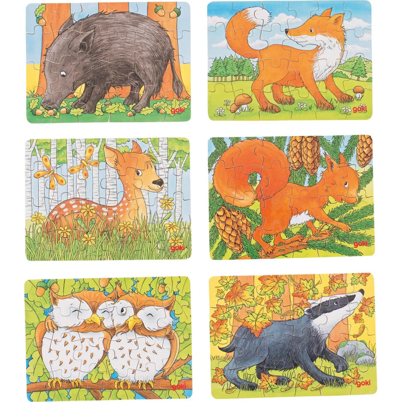 Display de 36 Mini-puzzles animaux de la forêt - jouet à l'ancienne