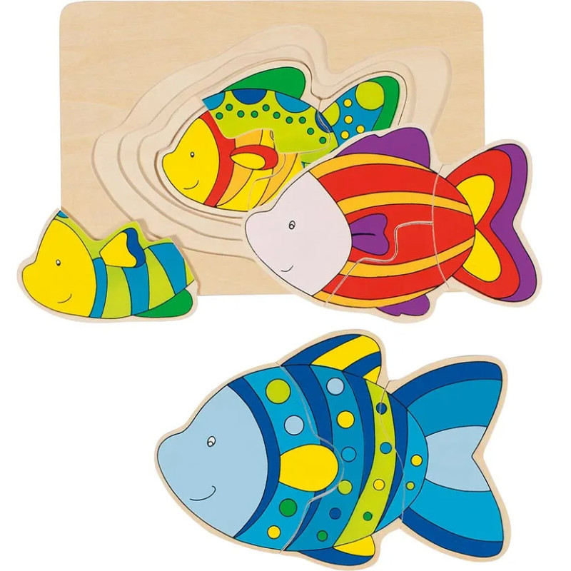 pièce 1 Puzzle à couches, poissons - jouet à l'ancienne