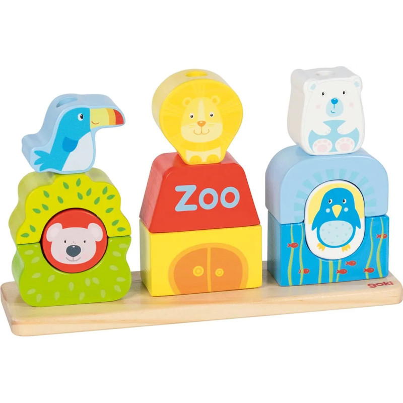 pièce 1 Jeu à encastrer et empiler, zoo - jouet à l'ancienne