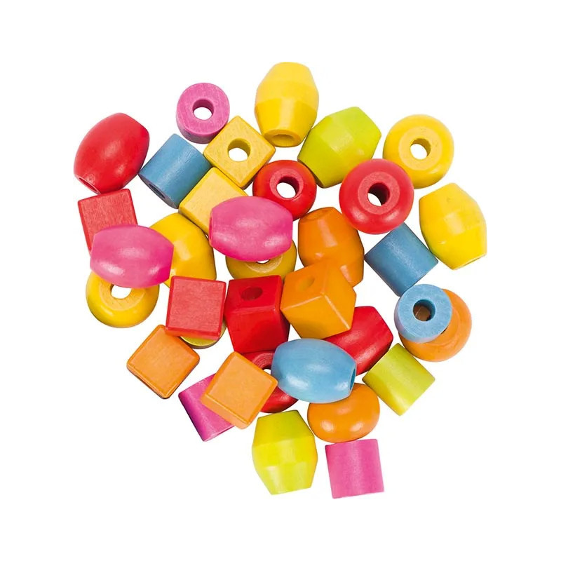 Set de 1 Set de perles, cylindre Ø de 2cm, H de2 cm, bois, - jouet à l'ancienne