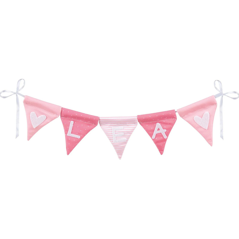 Set de 1 Guirlande de 10 fanions prénom, rose - jouet à l'ancienne