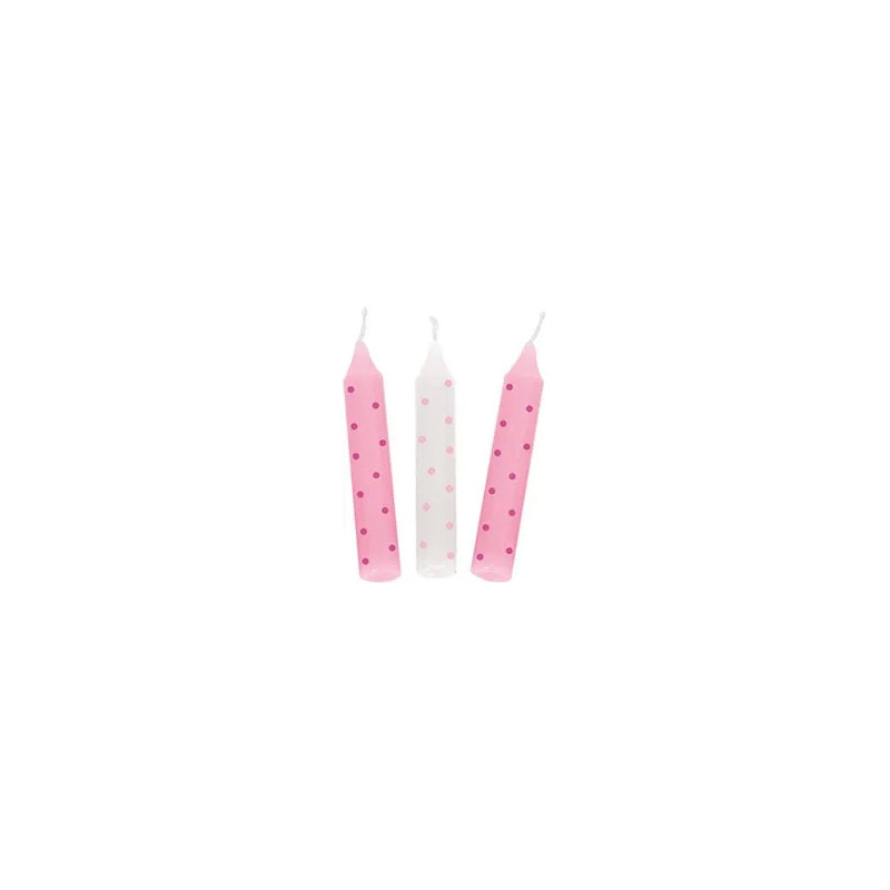 Set de 10 bougies d'anniversaire, à pois roses
