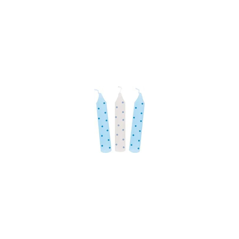 Set de 10 bougies d'anniversaire, à pois bleus Set de 10 bougies d'anniversaire, à pois bleus
