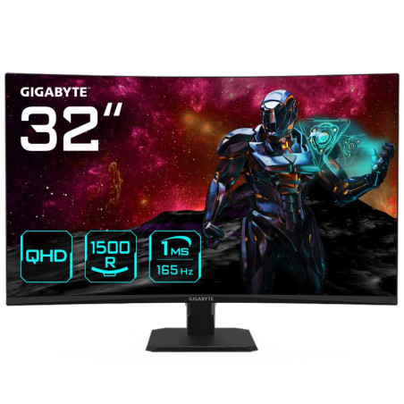Écrans plats de PC - GIGABYTE - GS32QC Moniteur de jeu incurvé 31,5" QHD - 2560 x 1440, 1500R, 165Hz, 1ms, 300 cd/m², FreeSync P