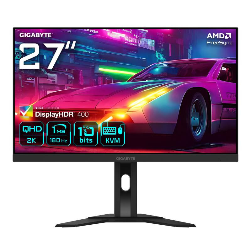 Écrans plats de PC - GIGABYTE - M27QA 27" Moniteur de jeu QHD - 2560 x 1440, 180Hz, 1ms, 350 cd/m², FreeSync Premium, HDR prêt, 