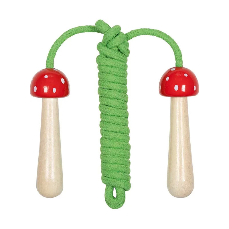 Set of 12 Mushroom Skipping Ropes with Wooden Handles - Old-Fashioned Toy