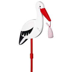 Décoration pour pot de fleurs Cigogne avec couffin - Jouet à l'ancienne - Disponible sur Soul Rebel E-Shop