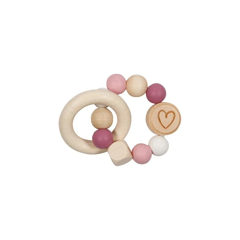 pièce 1 Hochet flexible cœur, rose - jouet à l'ancienne