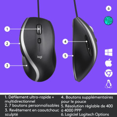 LOGITECH M500S Laser Filaire Noir - Souris