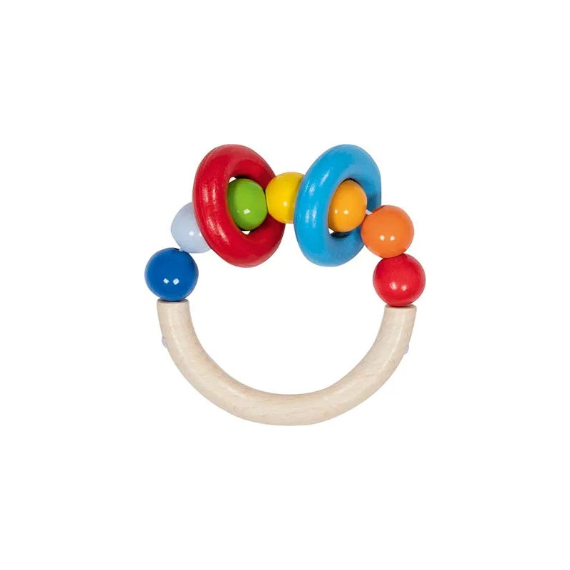 pièce 1 Hochet demi-cercle avec perles et 2 anneaux - jouet à l'ancienne