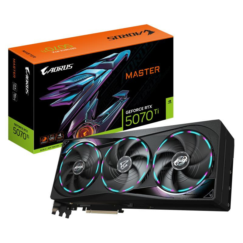 Cartes graphiques - GIGABYTE - AORUS GeForce RTX 5070 Ti MASTER 16G Carte Graphique - 16 Go GDDR7, 256 bits, PCI-E 5.0, 2670 MHz