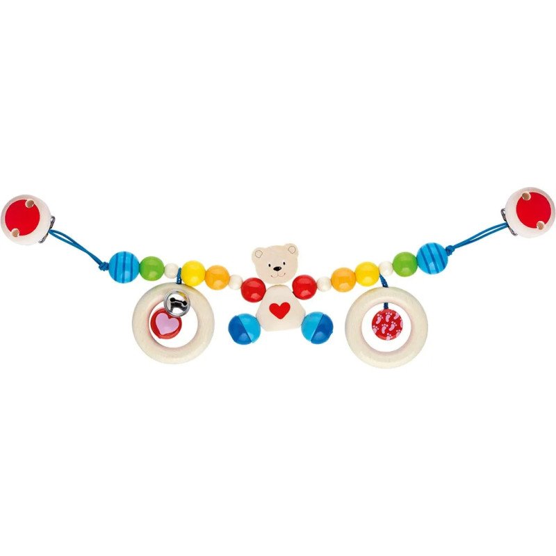 pièce 1 Chaîne de poussette avec clips - ourson petit cœur - jouet à l'ancienne